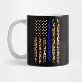 Thin Blue Line Leopard Cheetah Animal Prints Police Officer Tshirt Mug